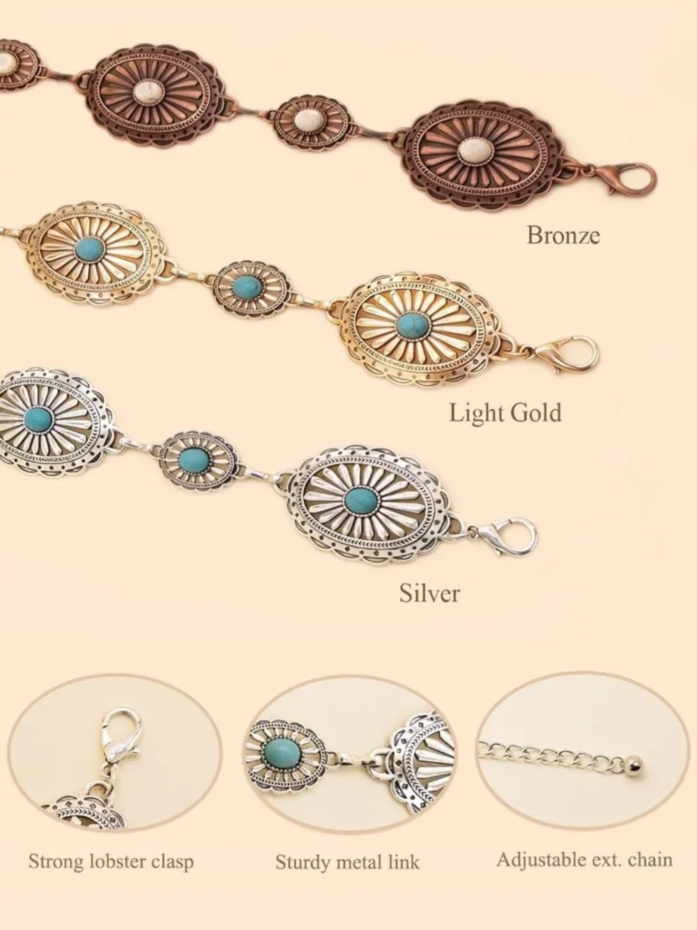 Stylish Western Metal Concho Belt for Women - Perfect for Dresses, Jeans